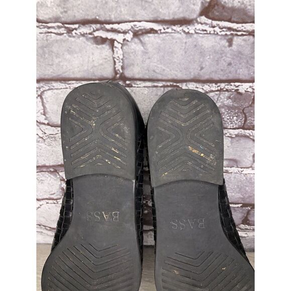 BASS Regina Black Leather Weaves Woven Basket weave Loafers Women Sz 10M US/41EU - Picture 9 of 16